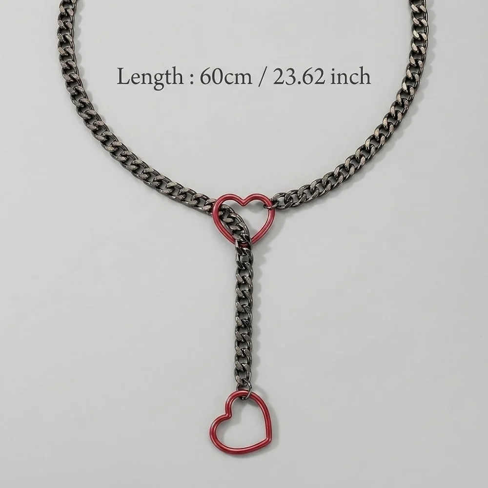 Heart Cuban Slip Chain Choker Necklace